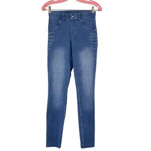 Hue Womens Blue Ultra Soft  Stretch Mock Front Button Fly Denim Leggings Size XS